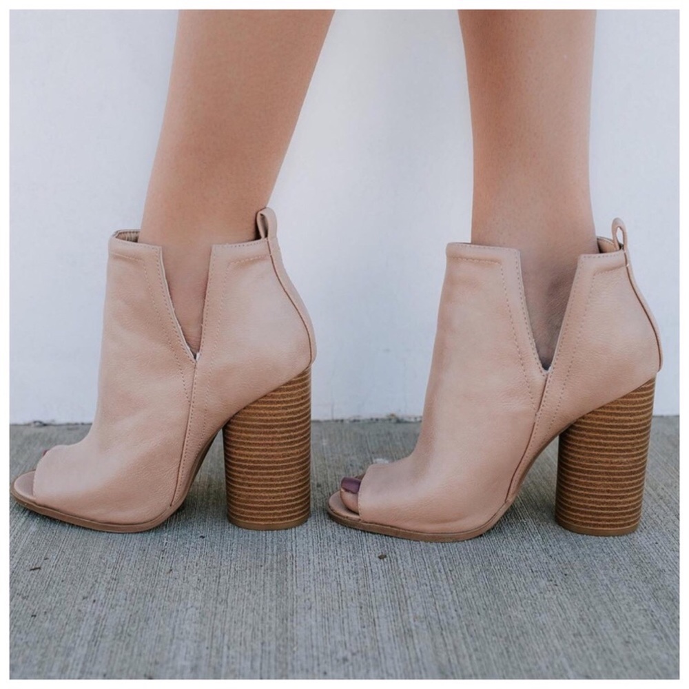 New AVA Nude Peep Toe Booties